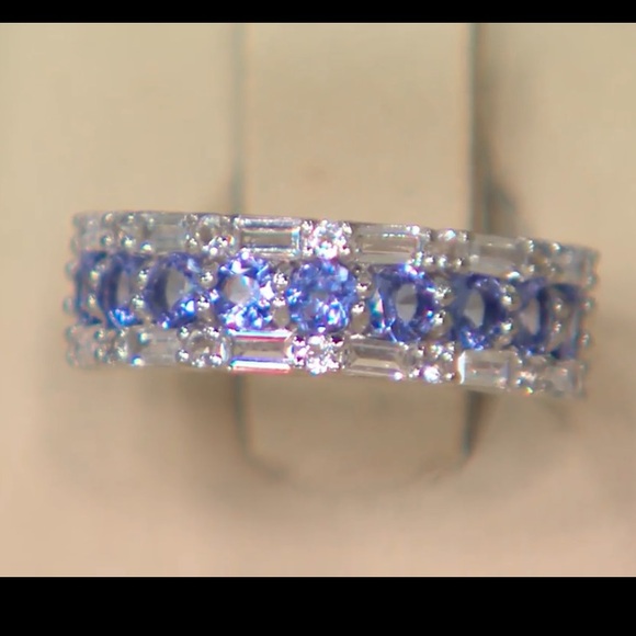 QVC Jewelry - Exotic Tanzanite & White Zircon Gemstone Band Ring